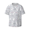 thumbnail image 1 of Vsdgher Fun Rabbit Print Men's Wrinkle Free Untucked Cuban Shirt Business Casual Button Down Shirts Short Sleeve Shirt, 1 of 7
