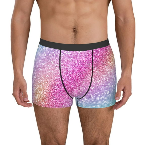 Vsdgher Fun Rainbow Pink Pattern Men's Boxer Brief Underwear,Soft Funny Underwear for Men-X-Large
