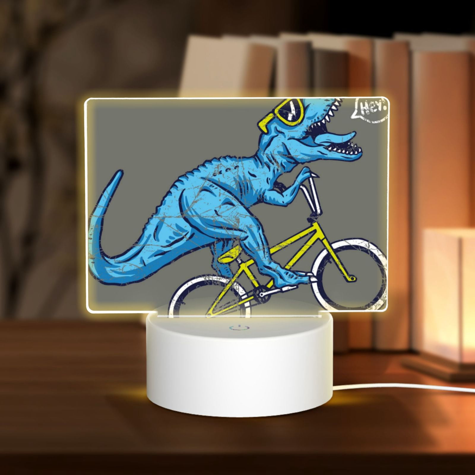 Vsdgher Fun Riding Dinosaur Rectangular Acrylic Night Light Acrylic Sleep Night Light Friend Gifts for Birthday Gifts for Women Teens Boys Girls