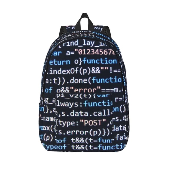 Vsdgher Function Source Code Print Canvas Backpack Travel Rucksack Unisex Knapsack 15.7/17.7Inch Laptop Backpack for Work,College -Medium