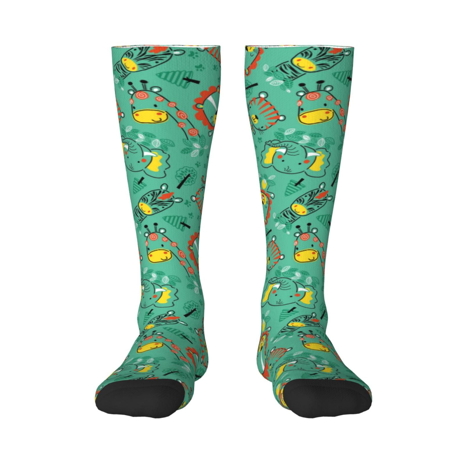 Vsdgher Funny Animals in Jungle Print Thigh High Socks Extra Long ...