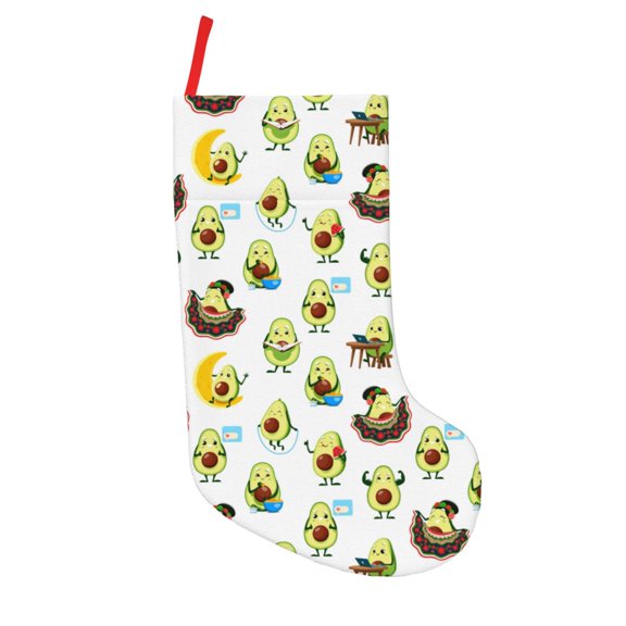 Vsdgher Funny Avocado In Mexican Clothes Christmas Stockings 18 inch Large Kids Stocking Bags Hanging Socks for Christmas Decor Decorations