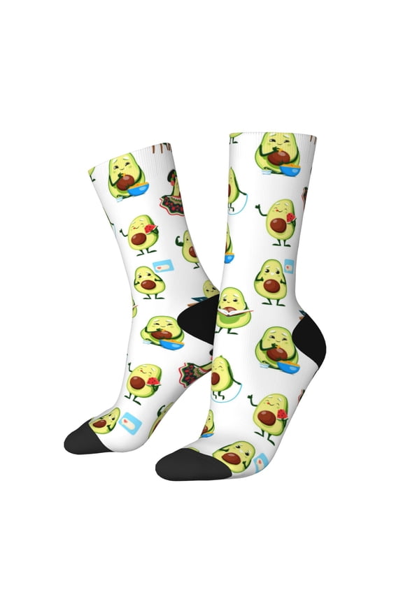 Funny Avocado In Mexican Clothes Crew Socks for Men & Women, Breathable Casual Athletic Ankle Socks