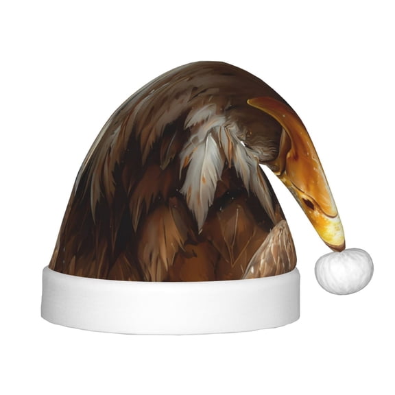 Vsdgher Funny Bald Eagle Christmas Hat, Santa Hat for Kids Xmas Holiday Hat Red Classic Christmas New Year Festive Party Supplies