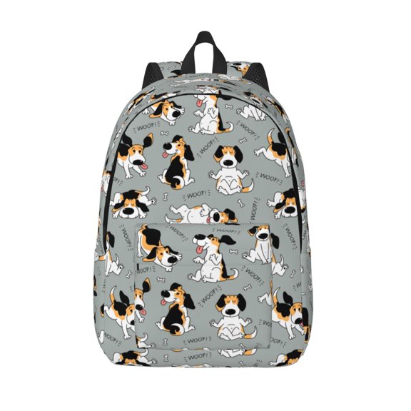 Vsdgher Funny Beagle Active Dog Print Canvas Backpack Travel Rucksack Unisex Knapsack 15.7/17.7Inch Laptop Backpack for Work,College -Small