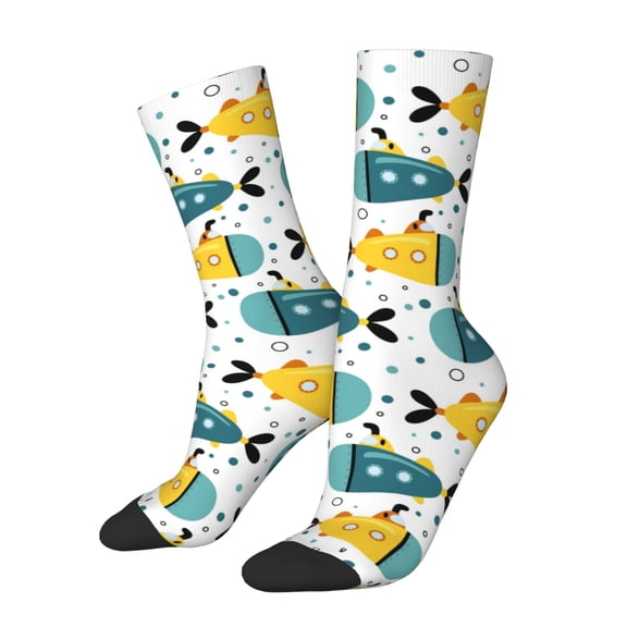 Vsdgher Funny Boats Crew Socks for Men & Women, Breathable Casual Athletic Ankle Socks