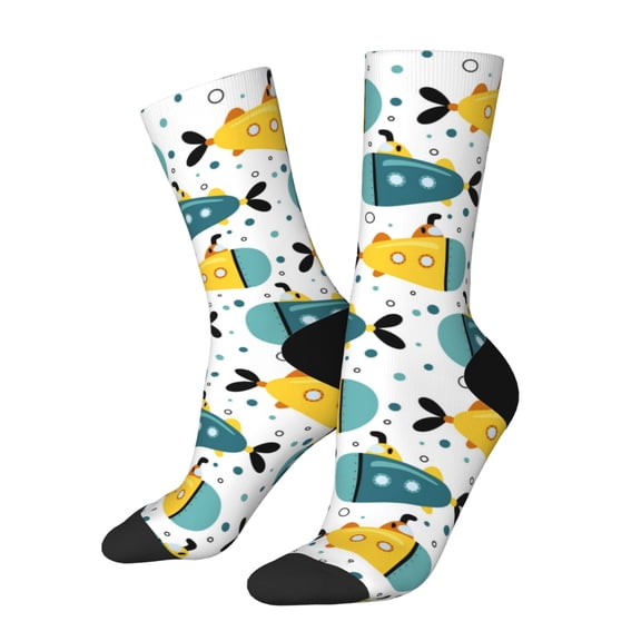 Vsdgher Funny Boats Crew Socks for Men & Women, Breathable Casual Athletic Ankle Socks