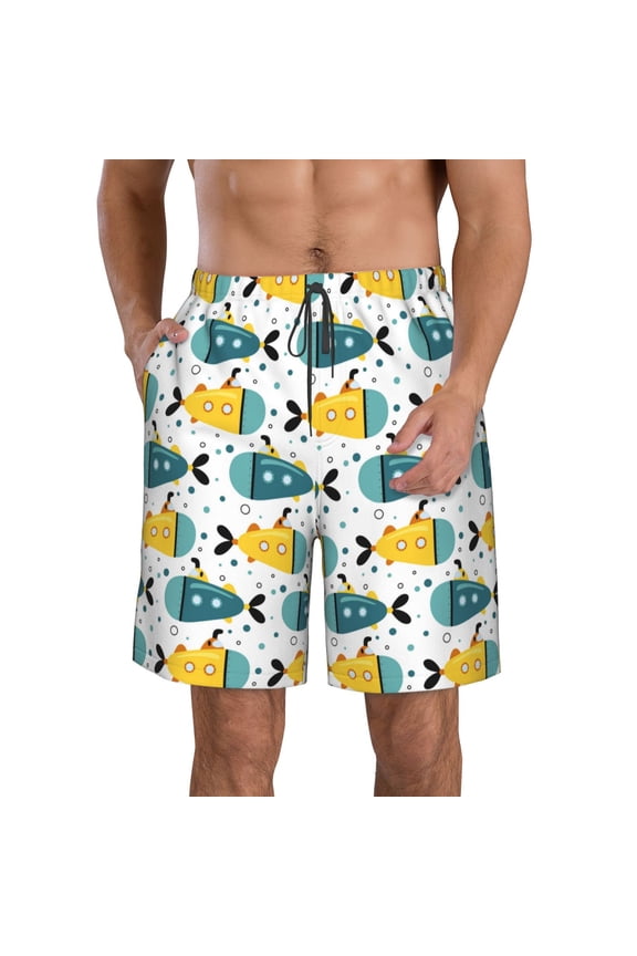 Funny Boats Men's Beach Shorts, Surfing shorts, Swim trunks, Quick Dry Swim Trunks for Surfing Beach Fun -Medium