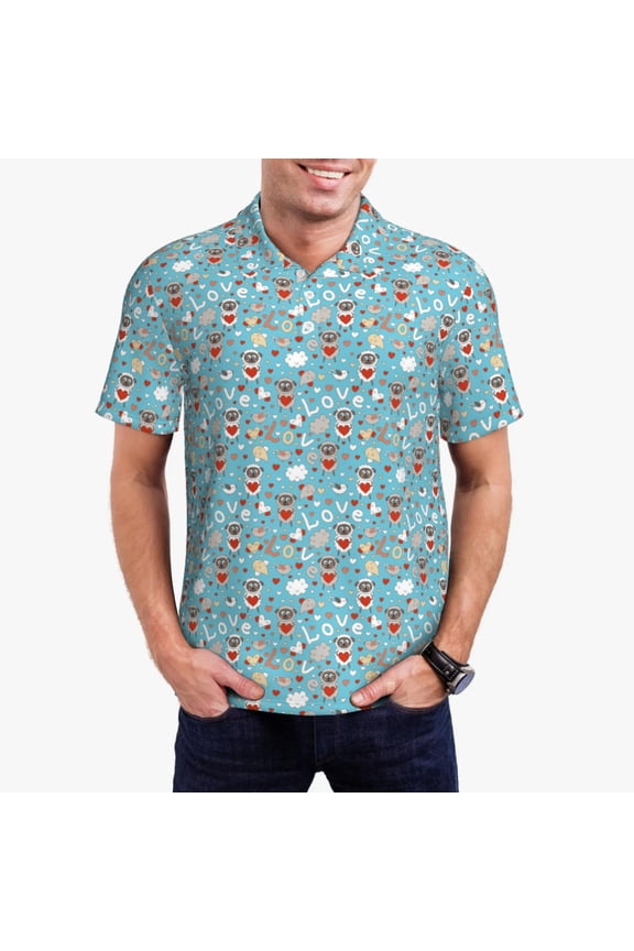 Funny Cartoon Animals Polo Shirts for Men, Men's Short Sleeve Stretch Polo Shirt, Shirts for Men-Medium