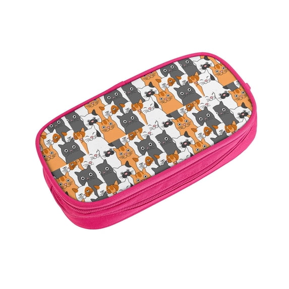 Vsdgher Funny Cats Print Large Capacity Pencil Case Pouch with Zipper, Portable Aesthetic Big Capacity Pencil Cases Pen Office Travel Stationery Bag