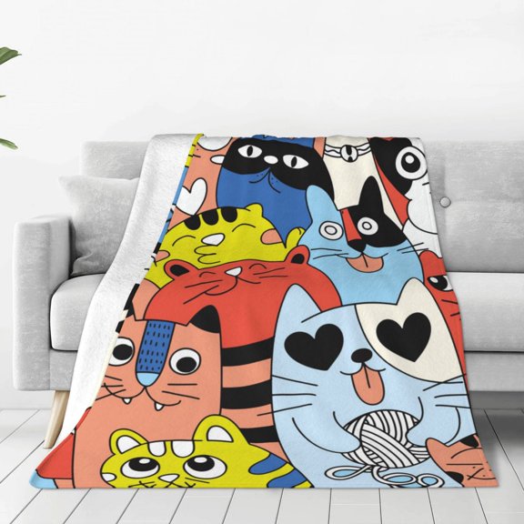 Vsdgher Funny Cats Ultra-Soft Micro flannel Blanket Throw Blankets for Couch Sofa, Bed (4 sizes)-40"x30"