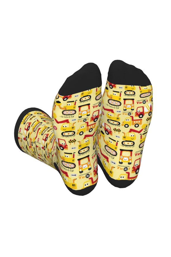 Funny Construction Vehicles Unisex Crew Socks Lightweight Breathable Ventilation Ankle Socks, Mid-calf socks for Daily