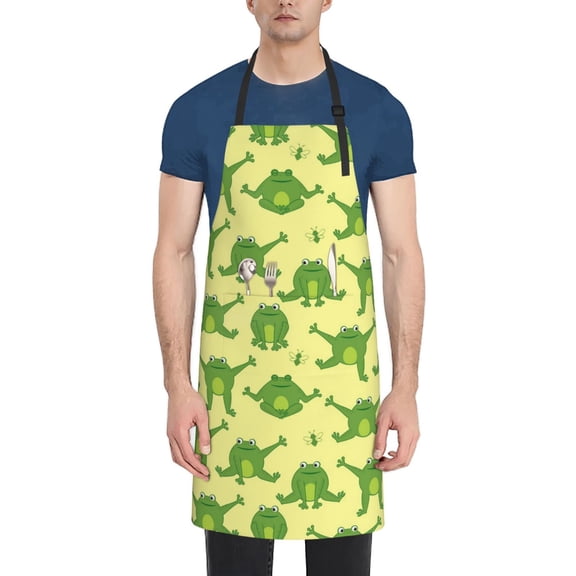 Vsdgher Funny Frogs Waterproof Apron with 2 Pockets Kitchen Chef Aprons Bibs for Grooming Cooking Baking Painting Gardening
