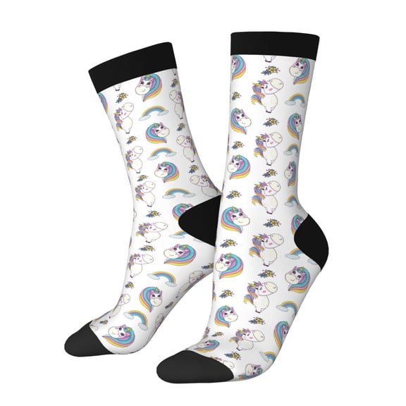 Vsdgher Funny Kawaii Unicorns Dancing Crew Socks for Men & Women, Breathable Casual Athletic Ankle Socks
