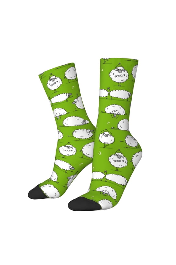 Funny Sheep Doing Yoga Crew Socks for Men & Women, Breathable Casual Athletic Ankle Socks