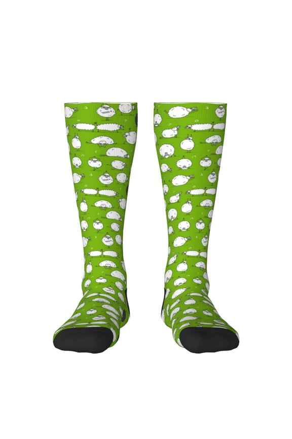 Funny Sheep Doing Yoga Print Thigh High Socks Extra Long Stretchy Sock Women Over Knee High Opaque Stocking Daily Wear