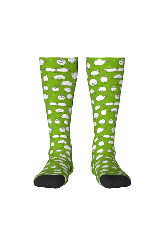 Funny Sheep Doing Yoga Print Thigh High Socks Extra Long Stretchy Sock Women Over Knee High Opaque Stocking Daily Wear