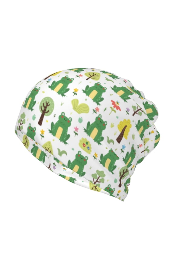 Funny Toad Slouchy Beanie Hat for Men/Women, Skull Cap Chemo Cap Night Sleeping Cap