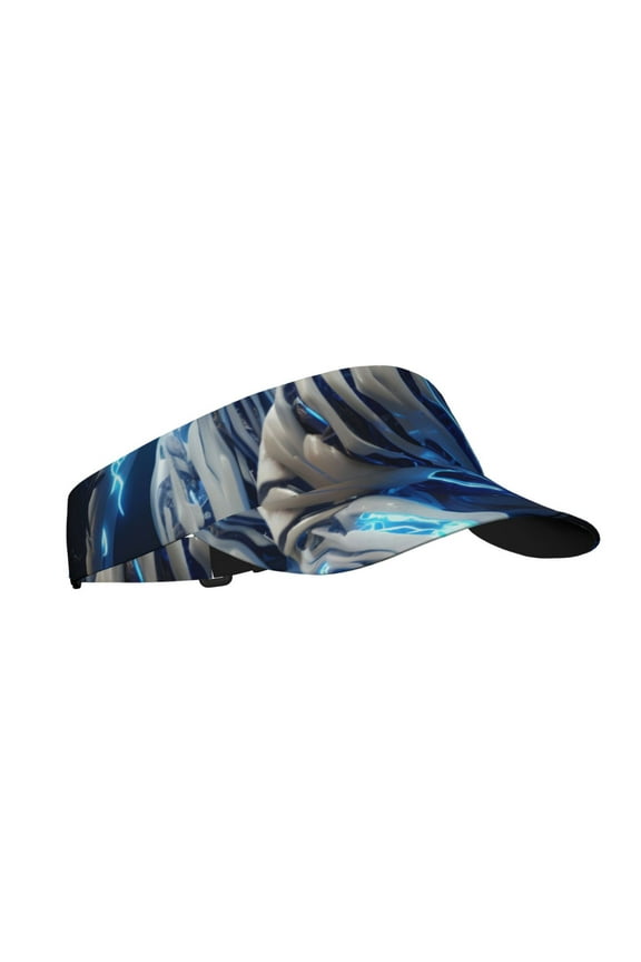 Futuristic Blue Light White Tiger Print Adult Sunscreen Visor Cap,1 Piece of Sport Sun Visor Hats Adjustable Sun Hat for Outdoor Activities Fits for Women and Men (One Size)
