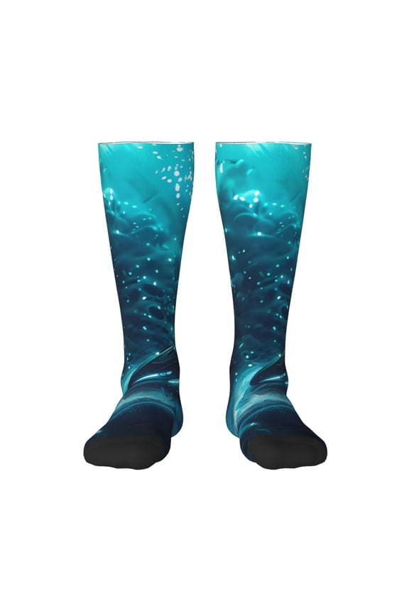 Futuristic Jet Ski Adventure Knee Socks, High Socks Long Stretchy Sock Women Knee High Stocking, Long Socks for Women