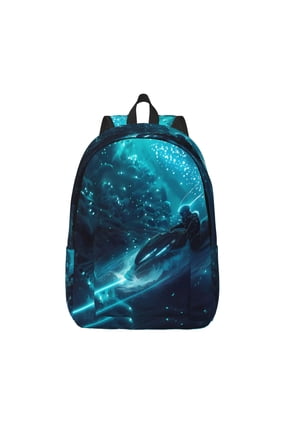 Futuristic Jet Ski Adventure Print Canvas Backpack Travel Rucksack Unisex Knapsack 15.7/17.7Inch Laptop Backpack for Work,College -Small