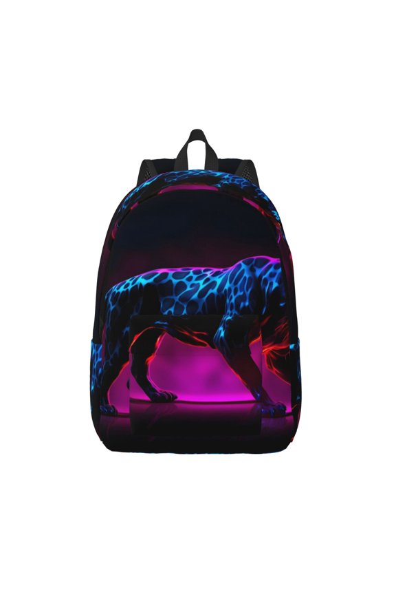 Futuristic Purple Panther A、 Print Canvas Backpack Travel Rucksack Unisex Knapsack 15.7/17.7Inch Laptop Backpack for Work,College -Medium