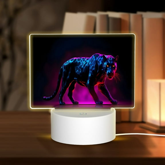 Vsdgher Futuristic Purple Panther A Rectangular Acrylic Night Light Acrylic Sleep Night Light Friend Gifts for Birthday Gifts for Women Teens Boys Girls