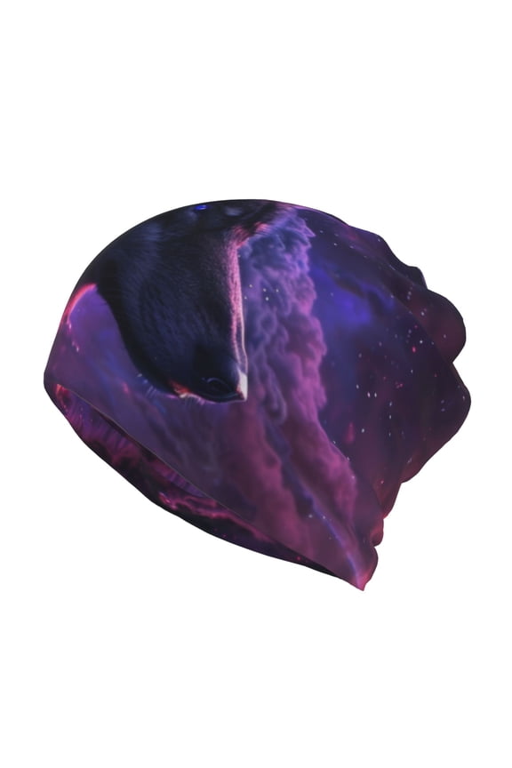Galactic Wolf Stare Slouchy Beanie Hat for Men/Women, Skull Cap Chemo Cap Night Sleeping Cap