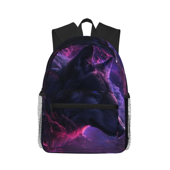 Vsdgher Galactic Wolf Stare Unisex Large Capacity Bookbag, Schoolbag, Casual Daypack for High School, College, Teens, Travel, Work