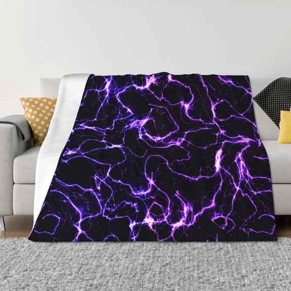 Vsdgher Galaxy Lightning Pattern Fleece Throw Blanket, Horizontal Fleece Bedding Home Decor for Couch & Bed All Season Use -40"x30"