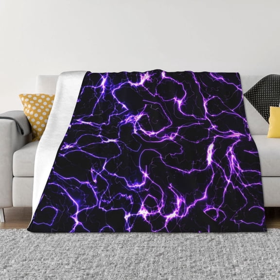 Vsdgher Galaxy Lightning Pattern Fleece Throw Blanket, Horizontal Fleece Bedding Home Decor for Couch & Bed All Season Use -50"x40"