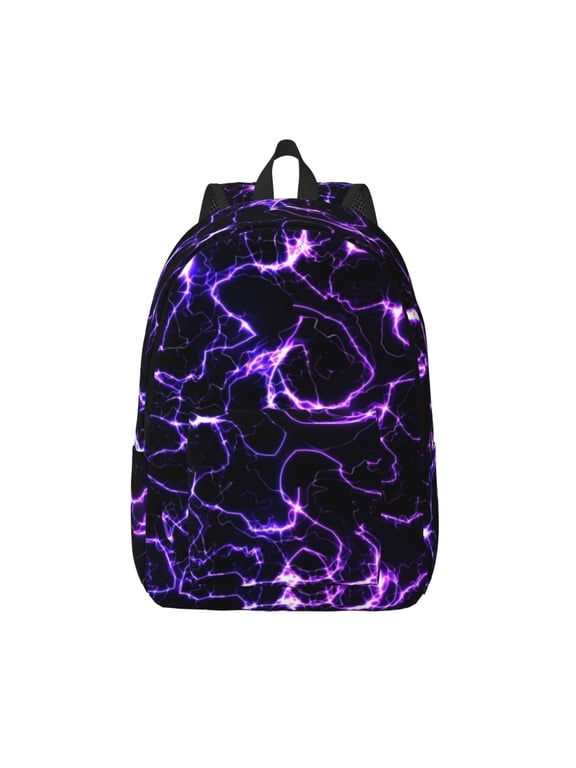 Galaxy Lightning Print Canvas Backpack Travel Rucksack Unisex Knapsack 15.7/17.7Inch Laptop Backpack for Work,College -Small