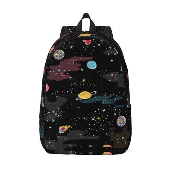 Vsdgher Galaxy Print Canvas Backpack Travel Rucksack Unisex Knapsack 15.7/17.7Inch Laptop Backpack for Work,College -Medium