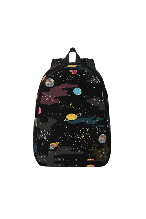 Galaxy Print Canvas Backpack Travel Rucksack Unisex Knapsack 15.7/17.7Inch Laptop Backpack for Work,College -Medium