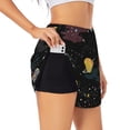 thumbnail image 1 of Vsdgher Galaxy Print Women's Running Double Layer Shorts High Waisted with Pockets Elastic Yoga Workout Athletic Gym Sports, 1 of 8
