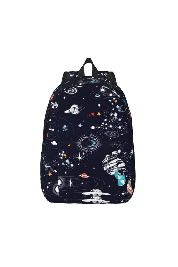 Galaxy2 Print Canvas Backpack Travel Rucksack Unisex Knapsack 15.7/17.7Inch Laptop Backpack for Work,College -Small