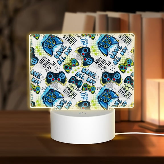 Vsdgher Game All Day Rectangular Acrylic Night Light Acrylic Sleep Night Light Friend Gifts for Birthday Gifts for Women Teens Boys Girls