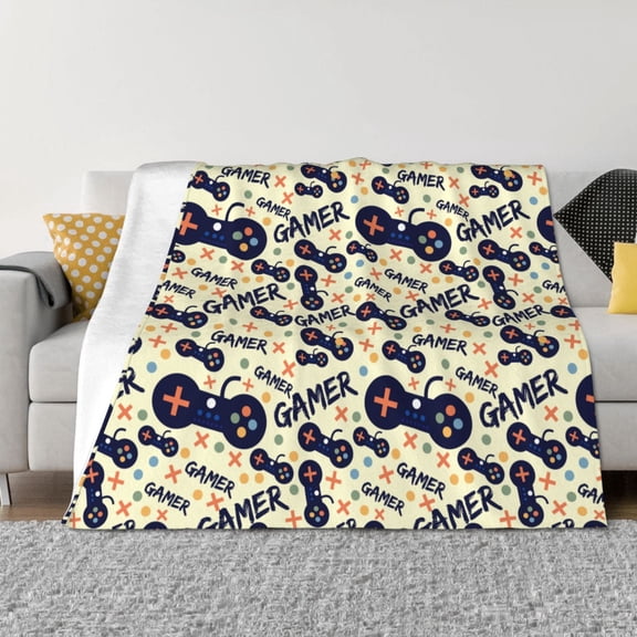Vsdgher Game Controller Pattern Fleece Throw Blanket, Horizontal Fleece Bedding Home Decor for Couch & Bed All Season Use -50"x40"