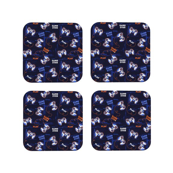 Vsdgher Game Pads Leather Coasters for Drinks, Durable Drink Coasters 4 Set for Tabletop Protection, Luxurious Home Décor and Housewarming Gift ( {designName})Square