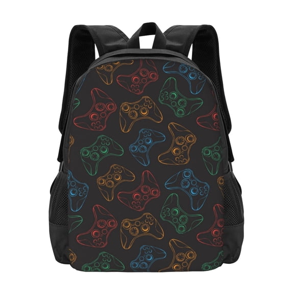 Vsdgher Gamepad Joystick Game Print Backpack for Women Men School Bookbag with Laptop Compartment for College Work Travel, Simple Fashion Casual Daypack, Fit 15" Laptop