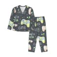 thumbnail image 1 of Vsdgher Gamers Pajamas Set Long Sleeve Sleepwear Womens Button Down Nightwear Pj Sets-X-Large, 1 of 7