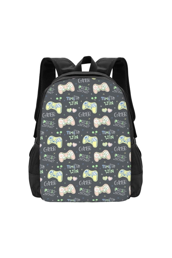 Gamers Print Backpack for Women Men School Bookbag with Laptop Compartment for College Work Travel, Simple Fashion Casual Daypack, Fit 15" Laptop