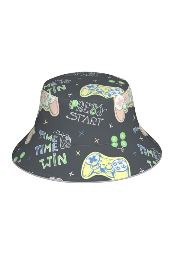 Gamers Print Bucket Hat for Men&Women Bucket Hat Reversible Summer Double-Side-Wear Travel Gardening, Beach, Camping, Hiking, Fishing Cap