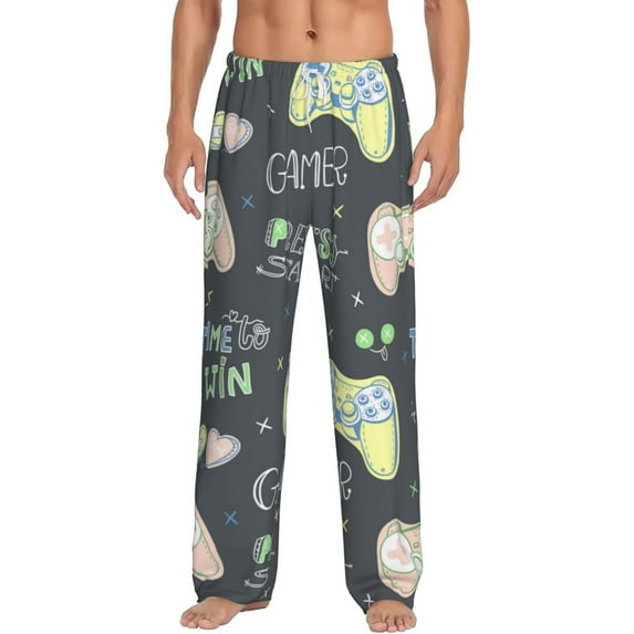 Vsdgher Gamers Print Mens Pajama Pants Sleep & Lounge Pants, PJ Bottoms With elastic waistb and Pockets