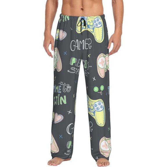 Vsdgher Gamers Print Mens Pajama Pants Sleep & Lounge Pants, PJ Bottoms With elastic waistb and Pockets