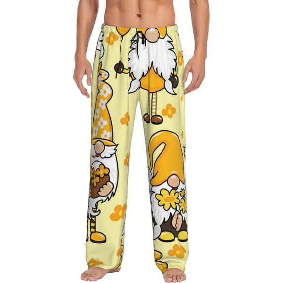 Vsdgher Garden Honeybee Gnomes Print Mens Pajama Pants Sleep & Lounge Pants, PJ Bottoms With elastic waistb and Pockets