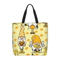 thumbnail image 1 of Vsdgher Garden Honeybee Gnomes print Tote Bag for Women Shoulder Bag with Zipper Large Shoulder Bag Handle Handbag Portable Washable for Travel, Work, 1 of 8