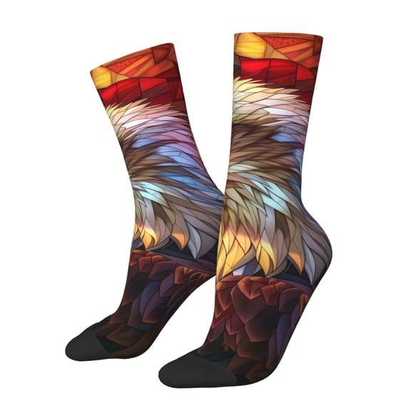 Vsdgher Geometric American Bald Eagle Crew Socks for Men & Women, Breathable Casual Athletic Ankle Socks
