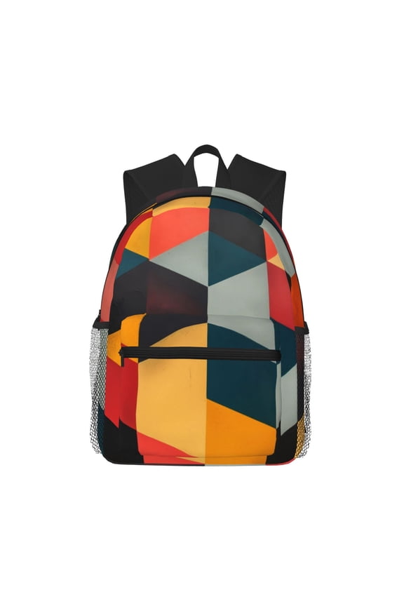Geometric Cube Pattern Art Unisex Large Capacity Bookbag, Schoolbag, Casual Daypack for High School, College, Teens, Travel, Work