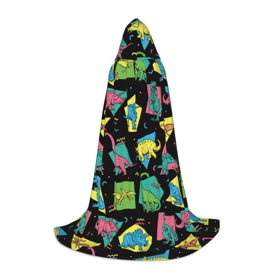 Vsdgher Geometric Dinosaur Hooded Cloak, Teenagers Halloween Hoodies Robe Cosplay Capes, Halloween Hooded Cape Cosplay Costume-Large
